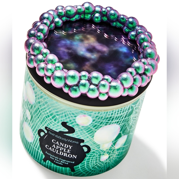 Bath & Body Works Candy Apple Cauldron 3-Wick Decorative Lid Candle NEW - Picture 1 of 2